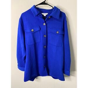 New Coldwater Creek Soft Impressions Shirt Jacket, Blue Size Large